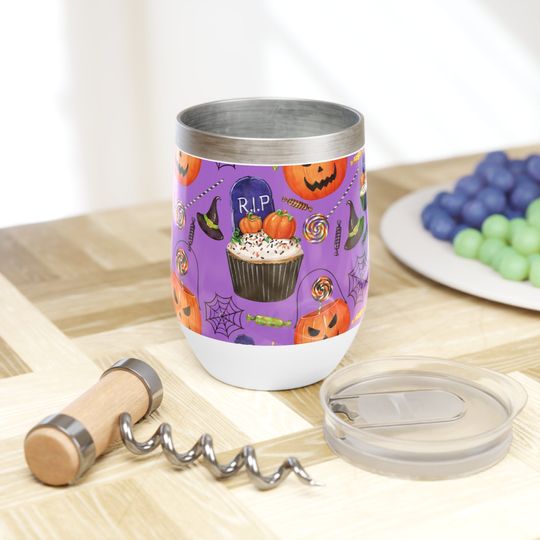 Discover Halloween Cupcakes & Candy Purple Background Chill Tumbler