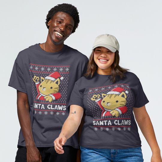 Discover Xmas ugly  Cat Santa Claws Classic T-Shirt