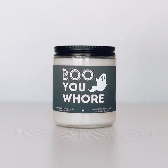 Discover Boo you whore, Halloween candle, fall candle decor, Halloween decor, cute candles, fall scented candles