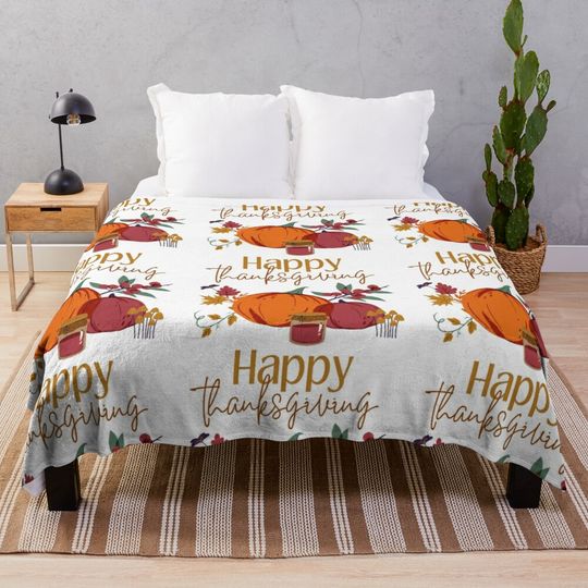 Discover Happy Thanksgiving Throw Blanket