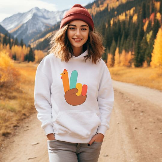 Discover Peace Sign Turkey Hoodie, Happy Thanksgiving Hoodie