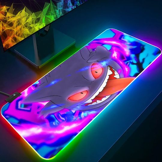 Discover PKM Cute Gengar RGB Pc Gamer Keyboard Mouse Pad
