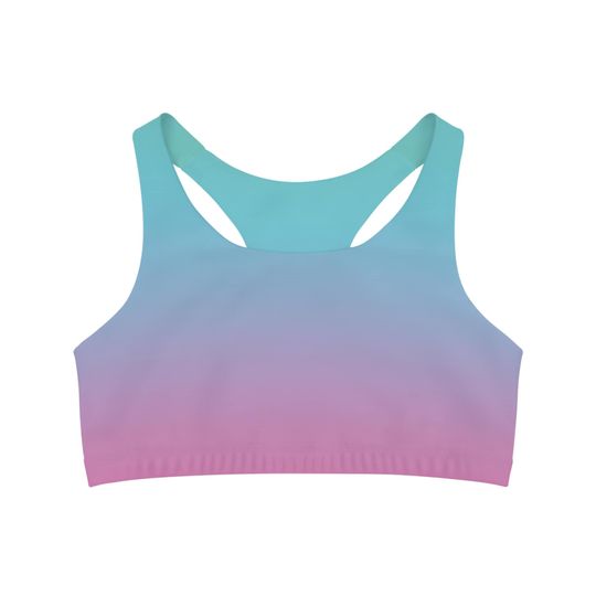 Discover Ombre Blue and Pink/Sports Bra/Sunrise Inspired Sports Bra/Ombre Racerback Sports Bra