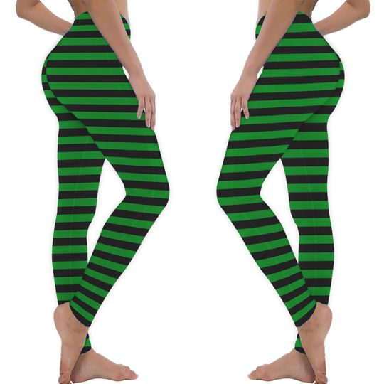 Discover Green & Black Stripes Leggings