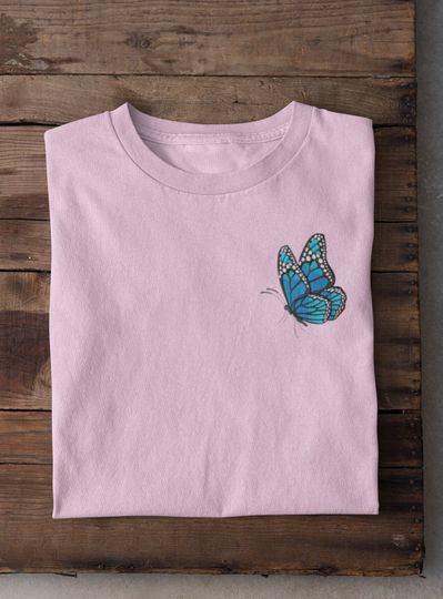 Discover Butterfly Embroidered T-shirt, Butterfly Logo T-shirt, Gift for her