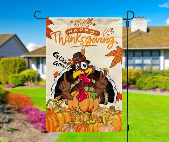 Discover Turkey Happy Thanksgiving Garden Flag