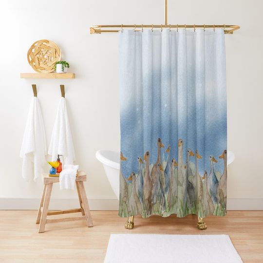 Discover Duckies in a Field Shower Curtain