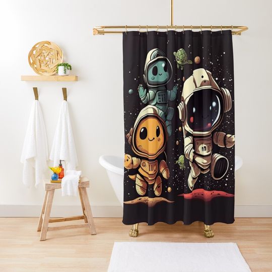 Discover Galactic Turtles: Adorable Astronauts Among the Stars Shower Curtain