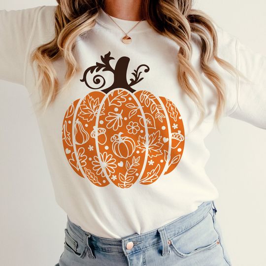 Discover Bloom Cute Pumpkin Sweatshirt - Floral Pumpkin