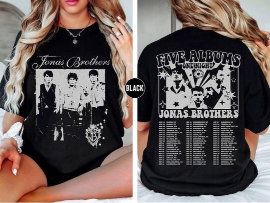Discover Vintage Jonas Brothers Shirt, Jonas Brothers Five Albums One Night Tour Shirt