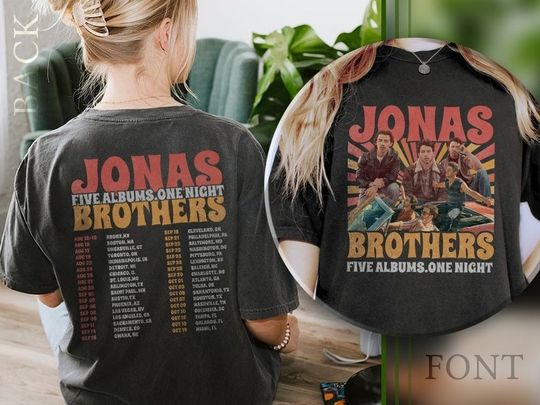 Discover Jonas Brothers Vintage Shirt, Jonas Five Albums One Night Tour Shirt