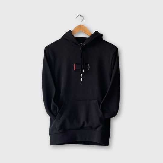 Discover Dead Battery Embroidered Hoodie - Embroidered Sweatshirt