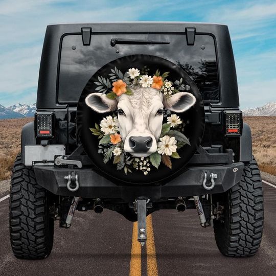Discover British White Cow Spare Tire Cover