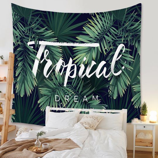 Discover Nature Green Leaf Tapestry, Tapestry Wall Hanging Vintage, Natural Scenery Decor