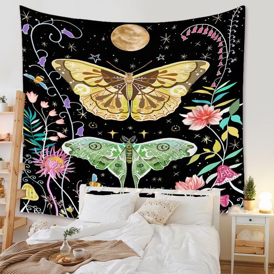 Discover Butterflies Garden Tapestry, Tapestry Wall Hanging Vintage