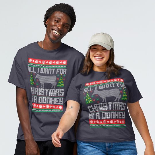 Discover Christmas Is A Donkey Funny Ugly Christmas  T-Shirt