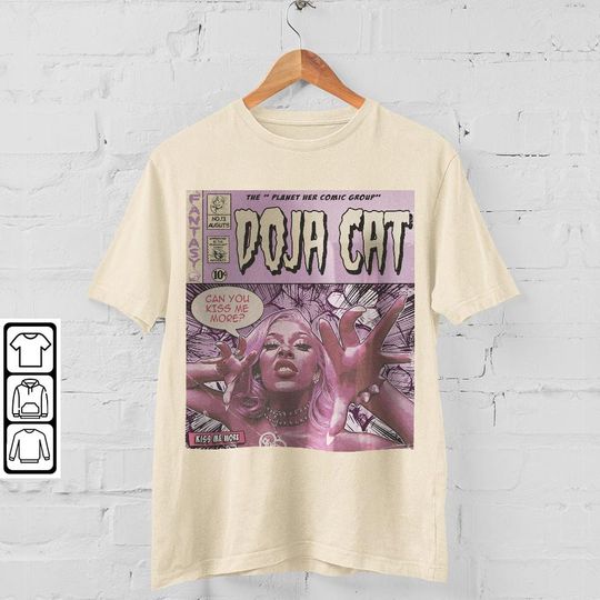 Discover Doja Cat Comic Shirt, 90S Vintage Merch Art Ki.ss Me More Planet Her Album Concert