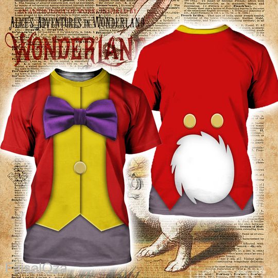 Discover White Rabbit In Wonderland Costume Cosplay 3D, White Rabbit Suit Men Shirt