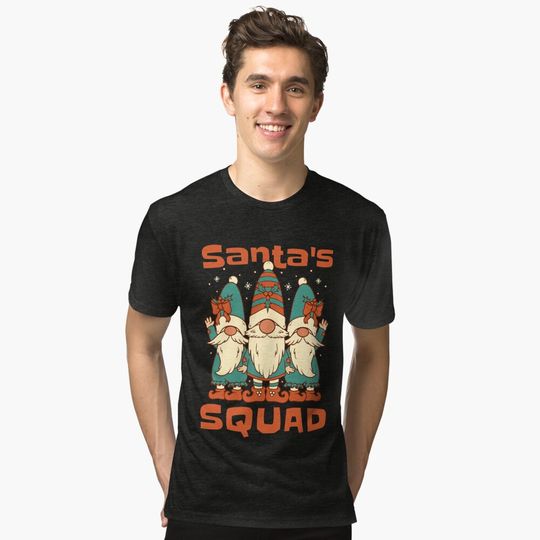 Discover Santa's Gnome Squad Tri-blend T-Shirt