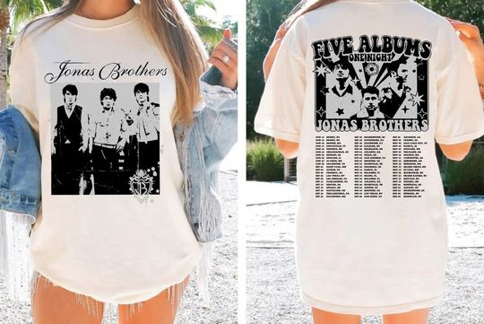 Discover Jonas Brothers T-Shirt, Jonas Five Albums One Night Tour Shirt, Jonas Brothers 2023 Tour Shirt