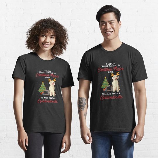 Discover Women, Goldendoodle and Christmas Movie Funny Gift  T-Shirt