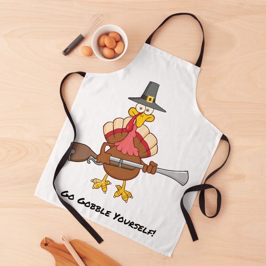 Discover Go Gobble Funny Turkey Thanksgiving Kitchen Apron
