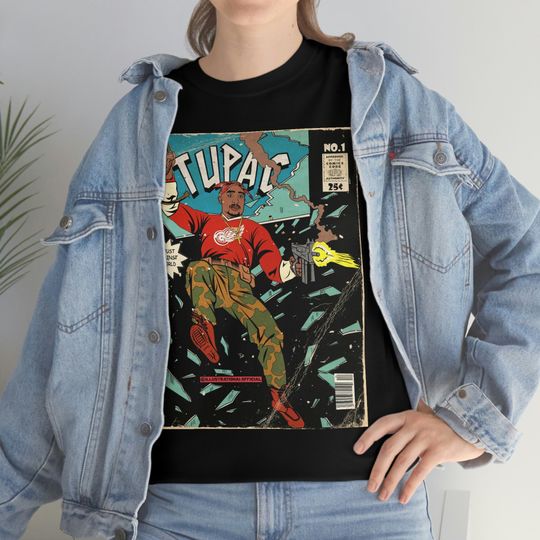 Discover Tupac Legendary Rapper Vintage Comic Art T-shirt