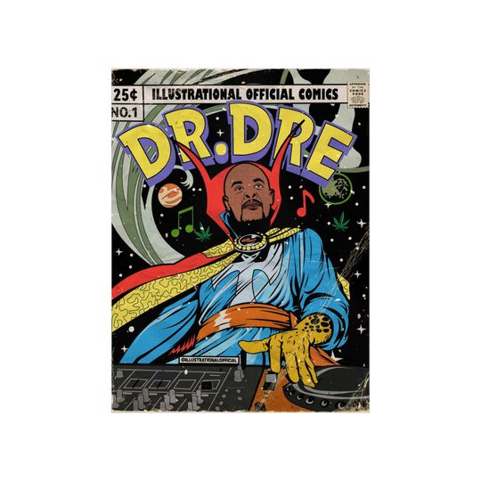 Discover Dr Dre Legendary Rapper Comic Style Premium Matte Vertical Poster