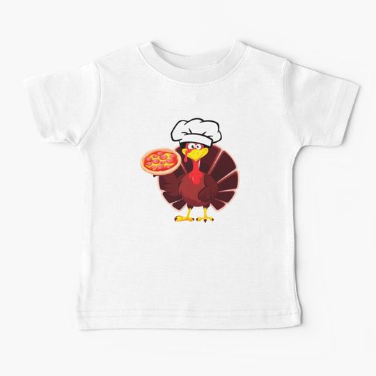 Discover Eat Pizza Funny Turkey Thanksgiving Baby T-Shirt