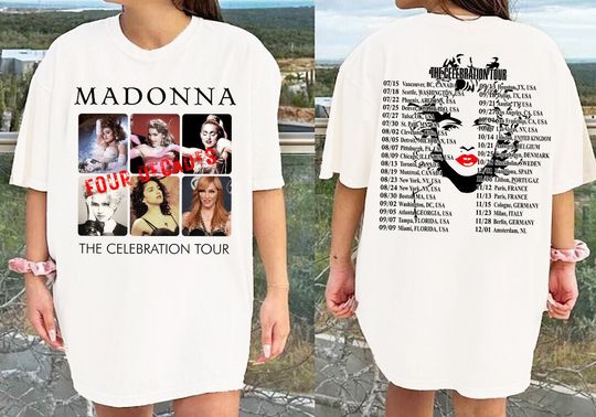 Discover Madonna Four Decades The Celebration Tour T-Shirt, Madonna Concert 2023 shirt