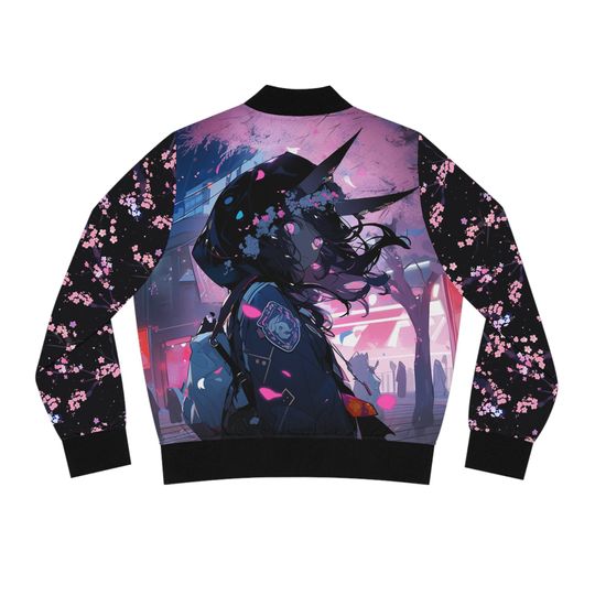 Discover Oni Cyberpunk Among the Blossoms Women's Bomber Jacket