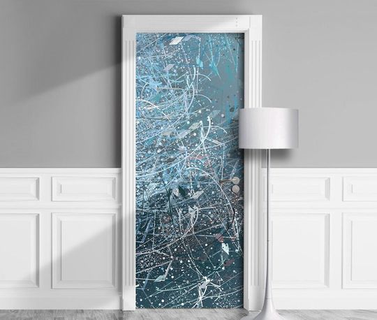 Discover Abstract Strokes Self-Adhesive Door Cover Sticker