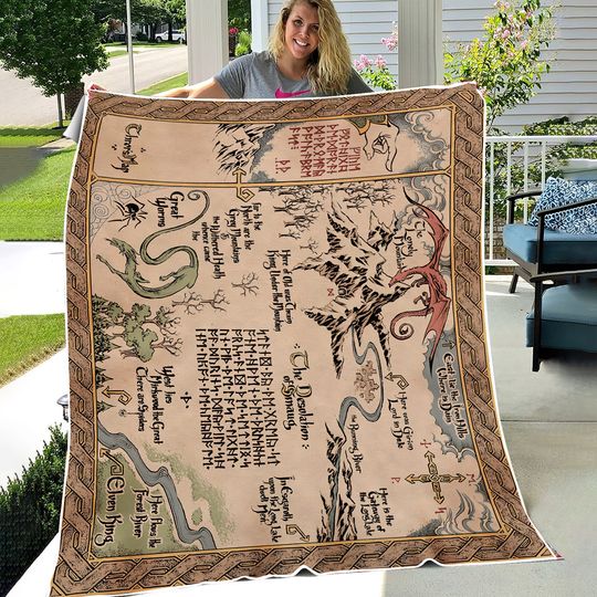 Discover Ring Lord Blanket Vintage Thror's Classic Map Blanket