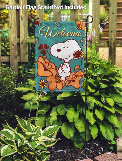 Discover Fall Floral Snoopy Thanksgiving Garden Flag