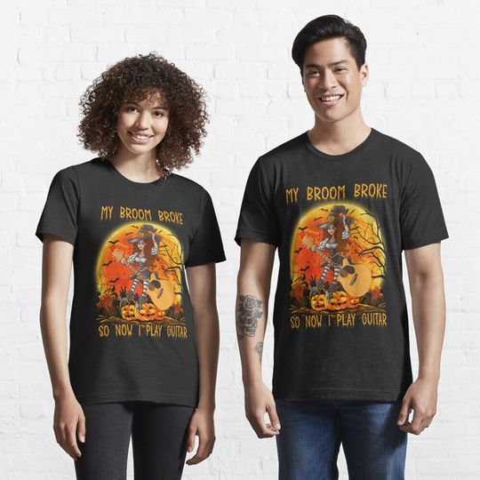 Discover My Broom Broke So Now I Play Guitar Halloween Essential T-Shirt