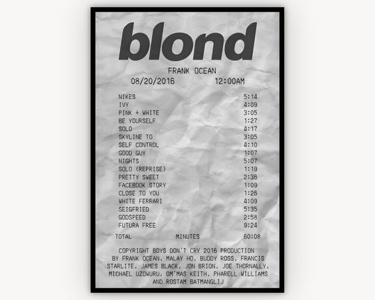 Discover Frank Ocean Poster "blond Reciept" Frank Ocean Poster