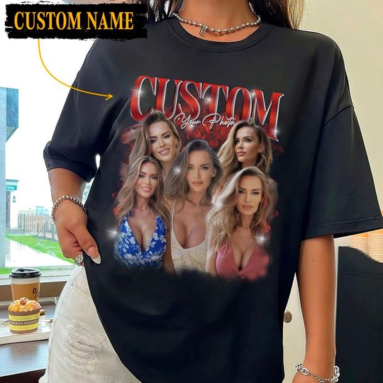 Discover Custom Bootleg Rap Tee Custom Photo Vintage Graphic 90s T-Shirt