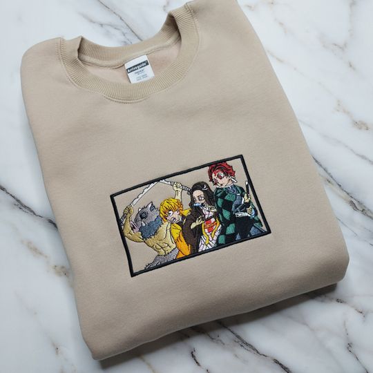 Discover Anime Embroidered Sweatshirt, Embroidered Anime Sweatshirt