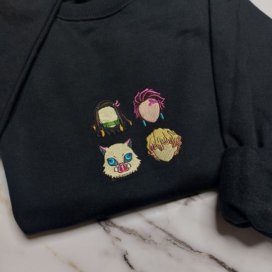 Discover Anime Embroidered Sweatshirt, Embroidered Anime Sweatshirt