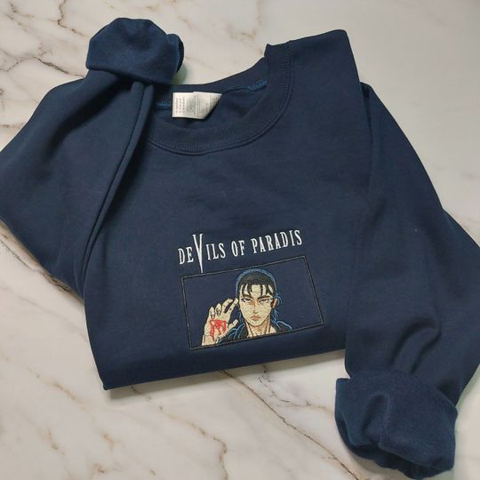 Discover Anime Embroidered Sweatshirt, Embroidered Anime Sweatshirt