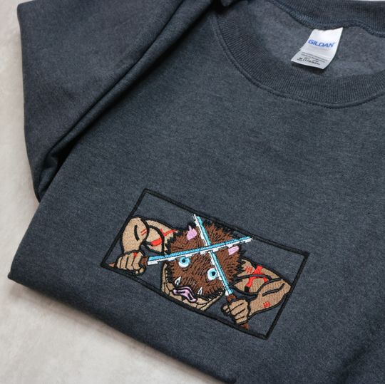 Discover Anime Embroidered Sweatshirt, Embroidered Anime Sweatshirt