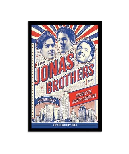 Discover Charlotte, NC September 30, 2023 Jonas Brother Tour Poster