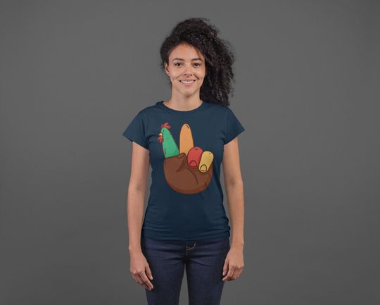 Discover Peace Hand Turkey Thanksgiving T-Shirt