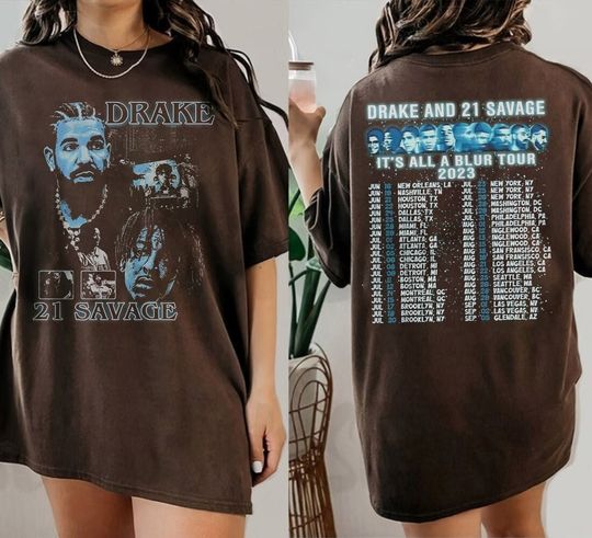 Discover Drake 21 Savage Tour Rescheduled Shirt, Drake It's All A Blur Tour 2023 Shirt
