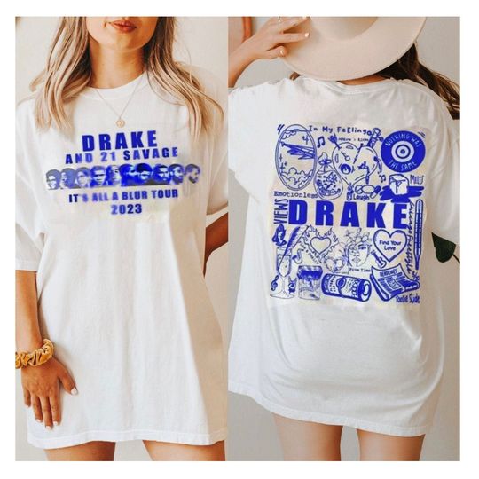 Discover Drake It's All A Blur Tour 2023 T-Shirt, Drake 21 Savage Tour Shirt, Rap Concert Tee