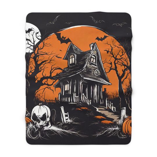 Discover Haunted House Sherpa Fleece Blanket