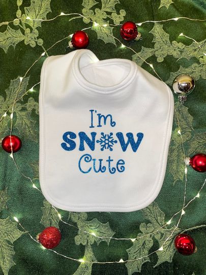Discover I'm Snow Cute Baby Bib, Christmas/Holiday Bib