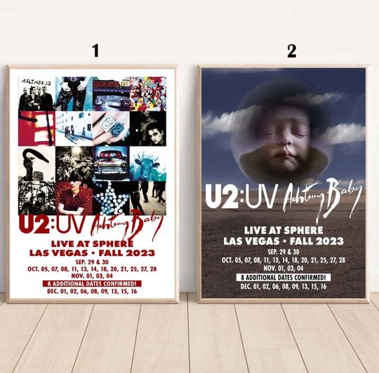 Discover Custom U2UV Attention Baby Live At Sphere Las Vegas Tour 2023 Poster
