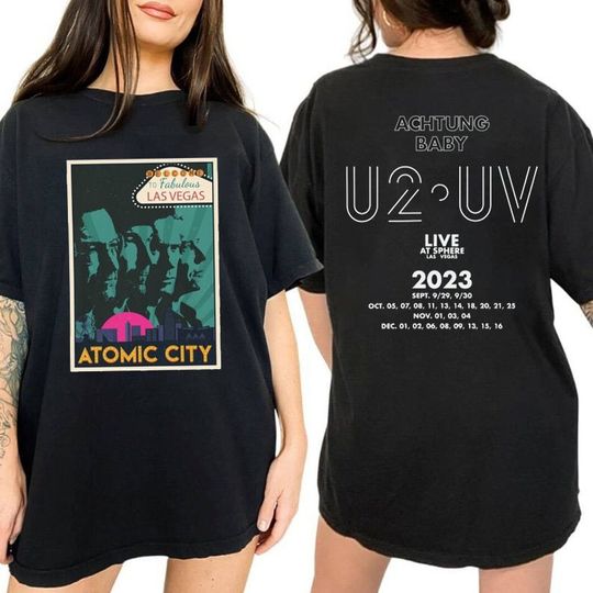 Discover U2 Las Vegas Sphere T-Shirt, U2 Atomic City, U2:UV Fall Tour 2023