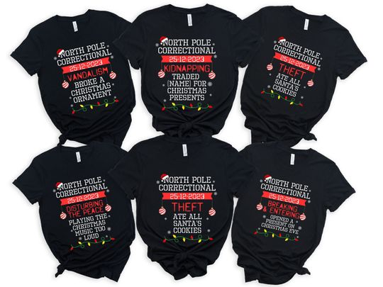 Discover Funny Group Christmas Shirts, North Pole Correctional Inmate Shirt